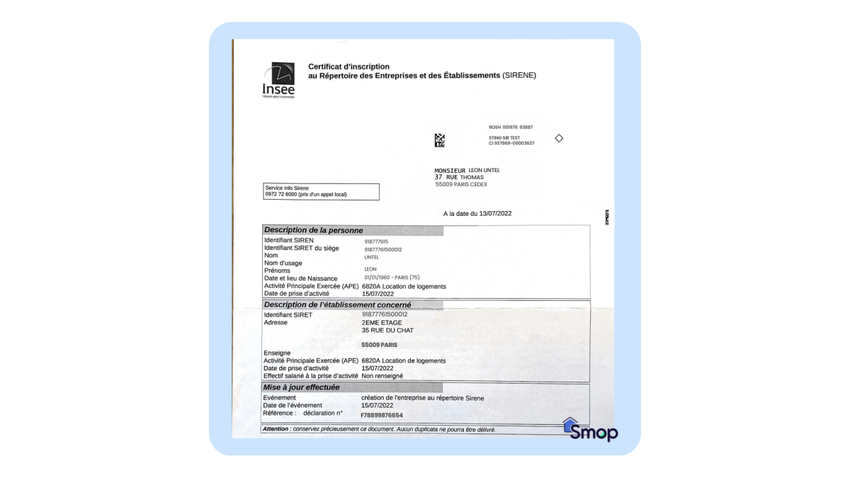 Certificat inscription location meublee insee lmnp